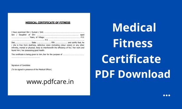 Medical Certificate PDF Download | Medical Fitness Certificate form pdf | Medical Certificate format